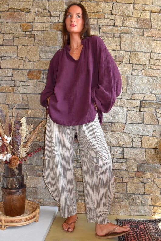 Santos Cushion Cotton Heathcliff Blouse Aubergine?